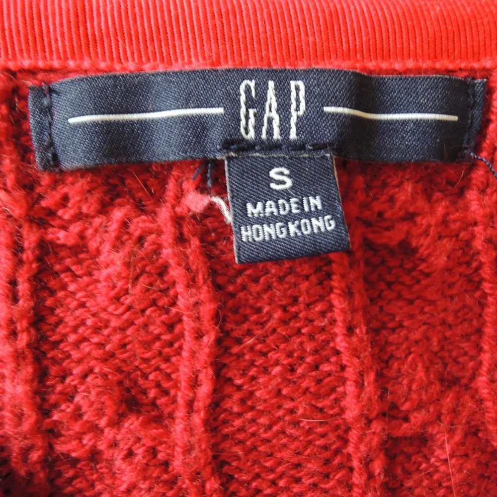 GAP Soft Red Cable Angora Blend Crew Neck Sweater S